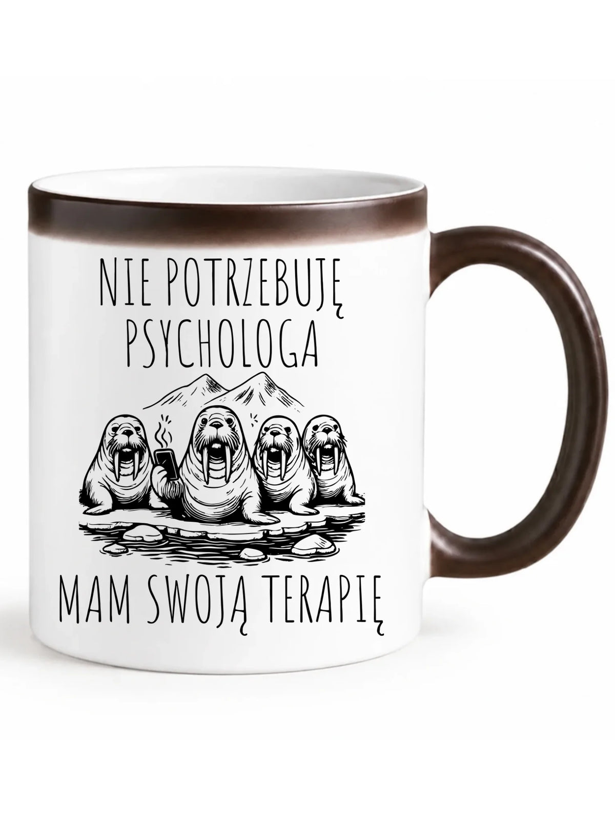 Kubek magiczny - prezent dla morsa - Nie potrzebuję psychologa HM14
