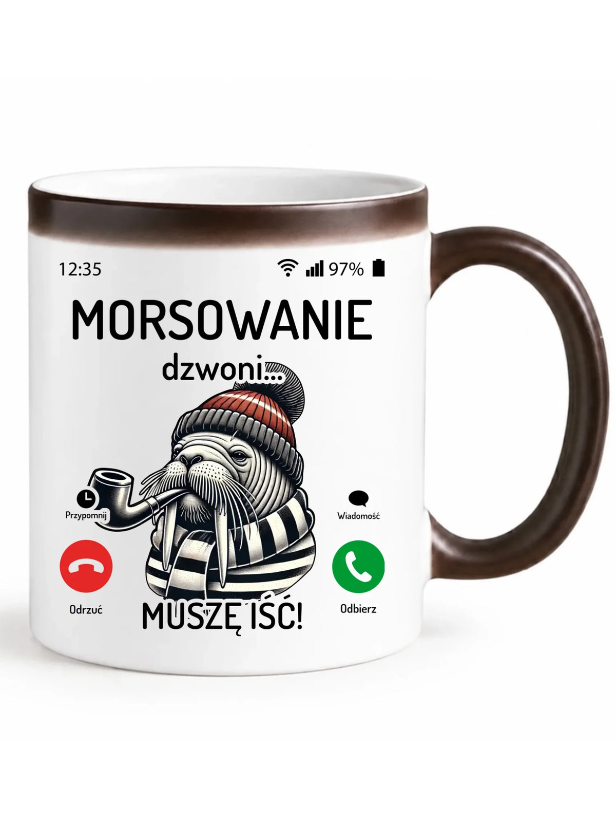 Kubek magiczny - prezent dla morsa - Morsowanie dzwoni muszę iść - Mors HM19