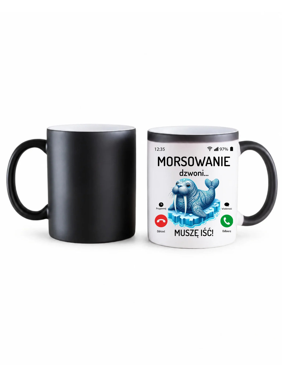 Kubek magiczny - prezent dla morsa - Morsowanie dzwoni muszę iść - Mors HM04