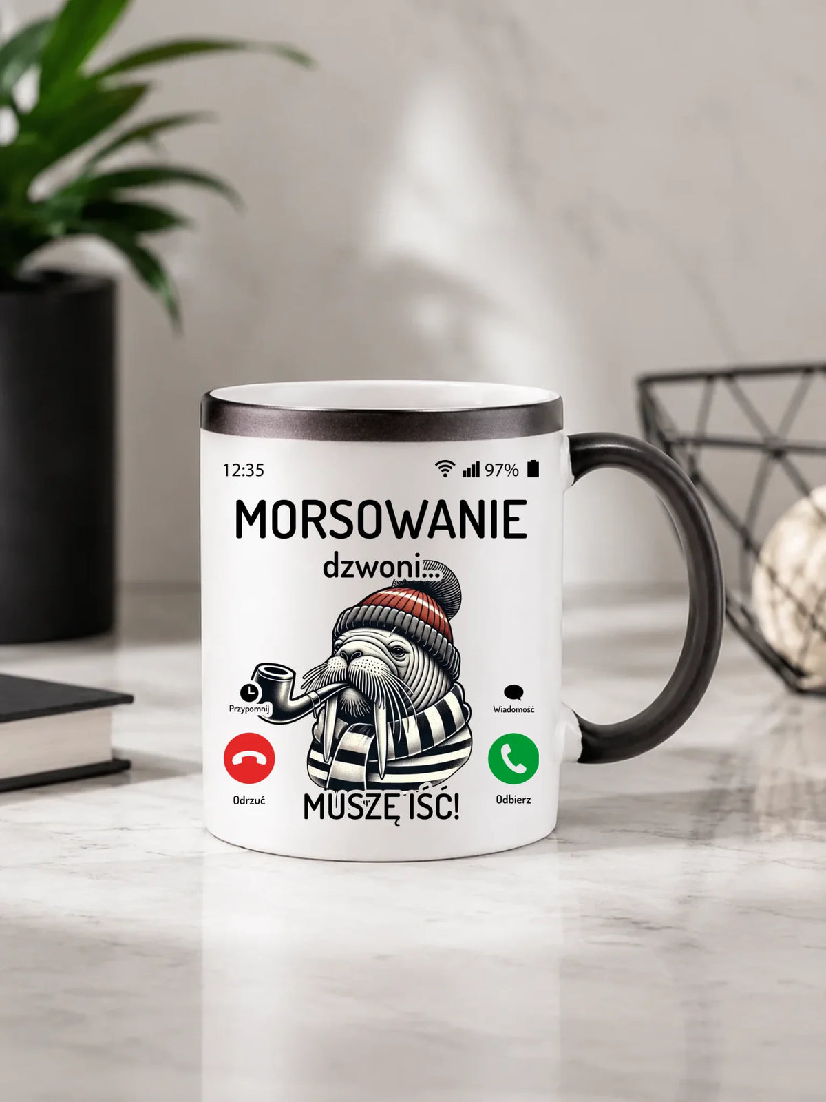 Kubek magiczny - prezent dla morsa - Morsowanie dzwoni muszę iść - Mors HM19