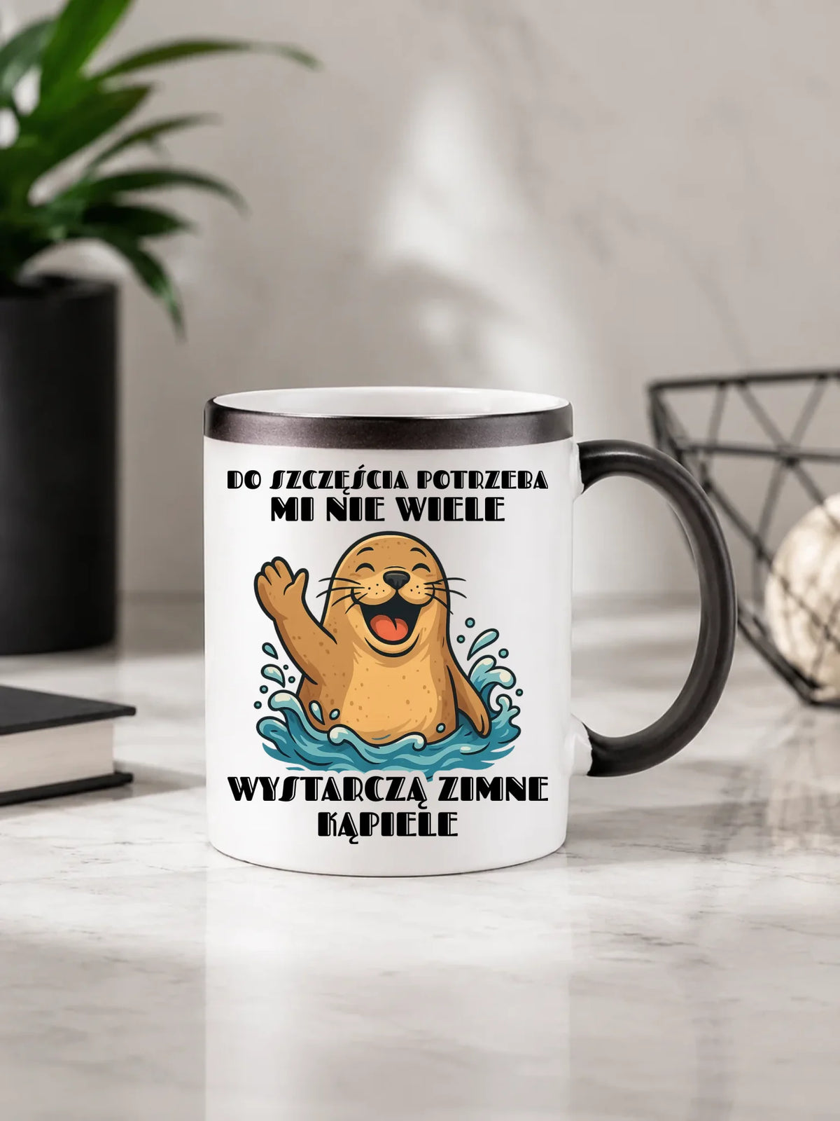 Kubek magiczny - prezent dla morsa - Do szczęścia potrzeba mi nie wiele HM06