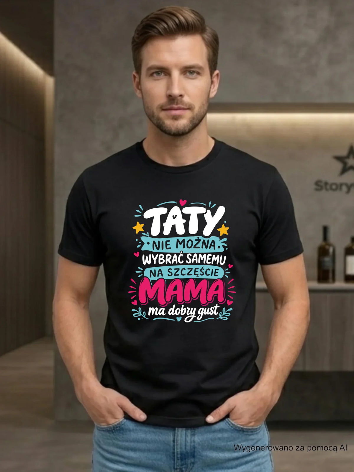 Koszulka dla taty - Taty nie można wybrać samemu na szczęście mama do dobry gust DT40