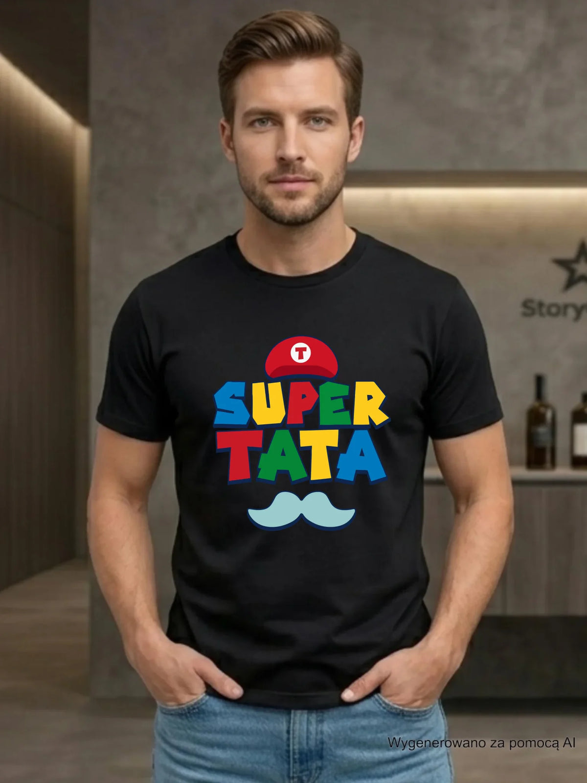 Koszulka dla taty - Super Tata w stylu Mario DT28