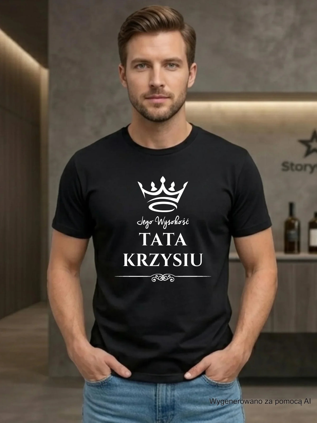 Koszulka dla taty - Jego Wysokość Tata - personalizowana DT11
