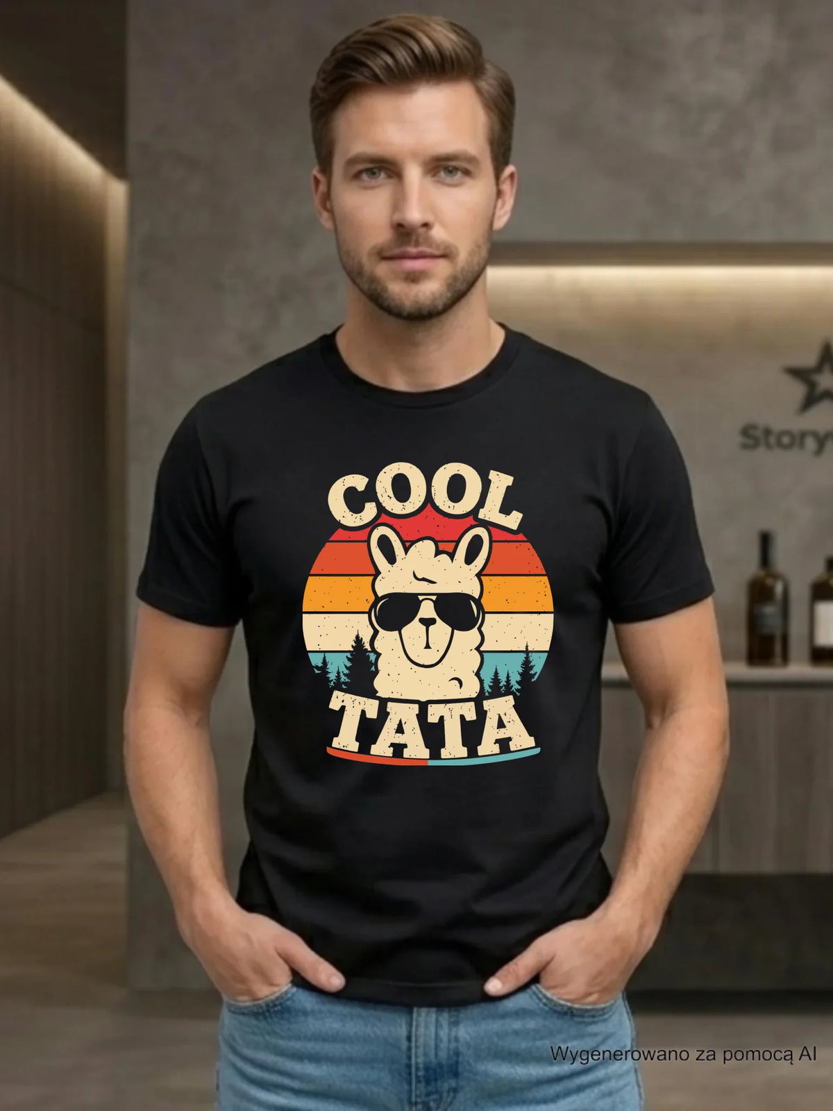 Koszulka dla taty - Lama w okularach Cool tata DT04