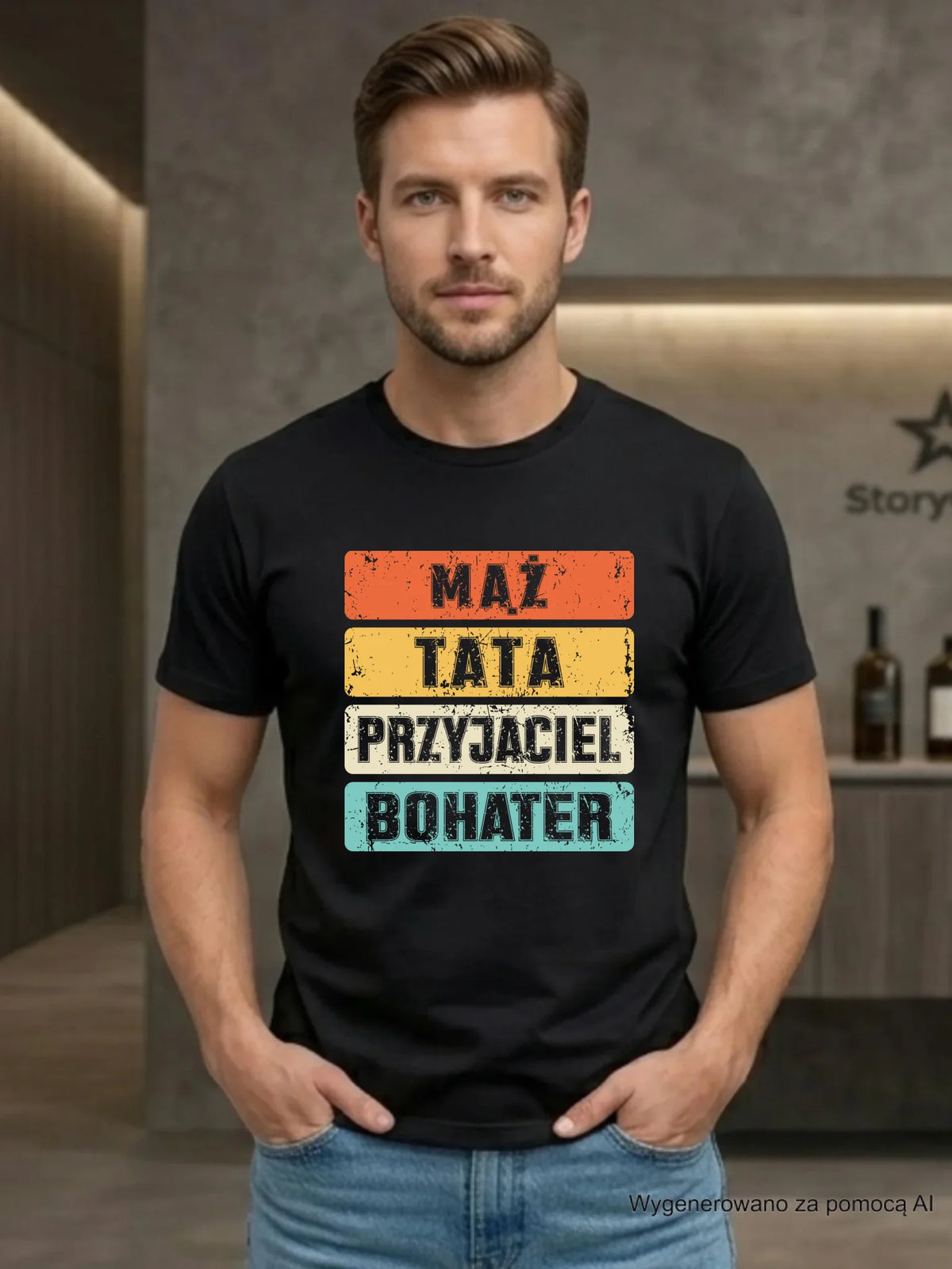 Koszulka dla taty - Mąż Tata Przyjaciel Bohater DT05