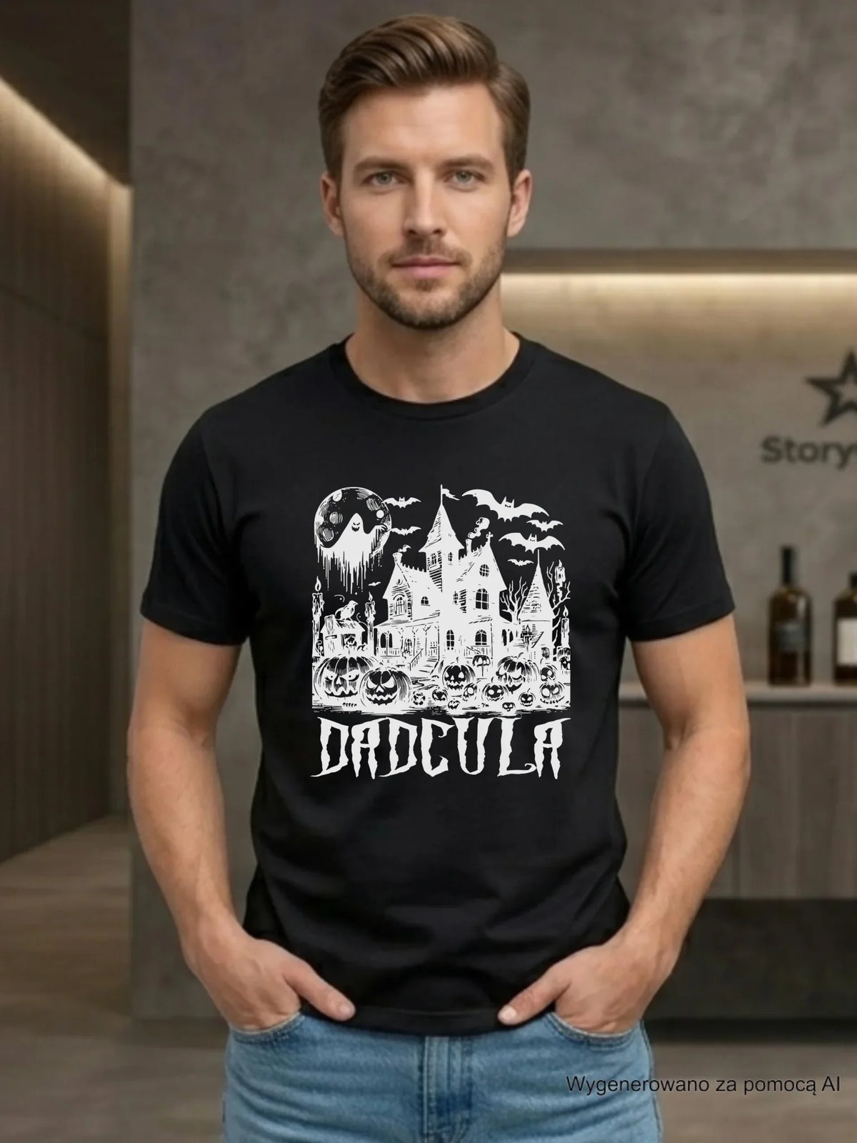 Koszulka halloweenowa dla taty -  Upiorny dom - Dadcula HL19