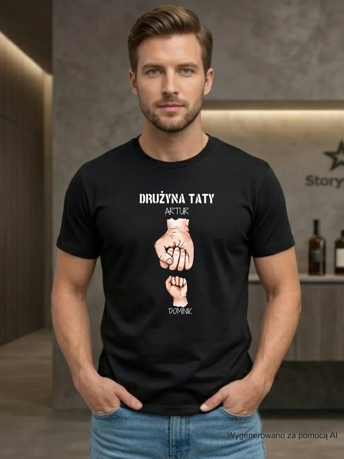 Koszulka dla taty - Drużyna taty 1-6 imion dzieci - personalizowana DT01