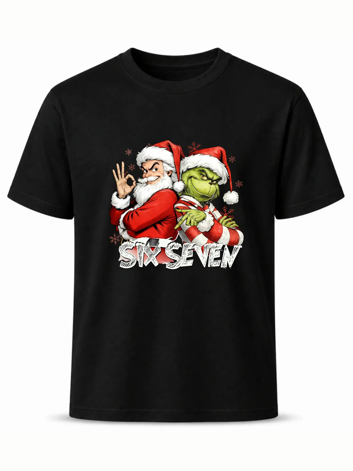 Koszulka męska świąteczna - Mikołaj i Grinch six seven 67 BN148