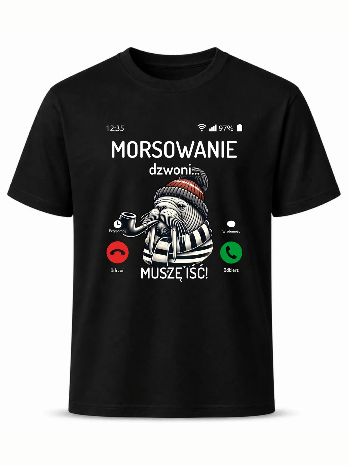 Koszulka męska - prezent dla morsa - Morsowanie dzwoni muszę iść - Mors HM19