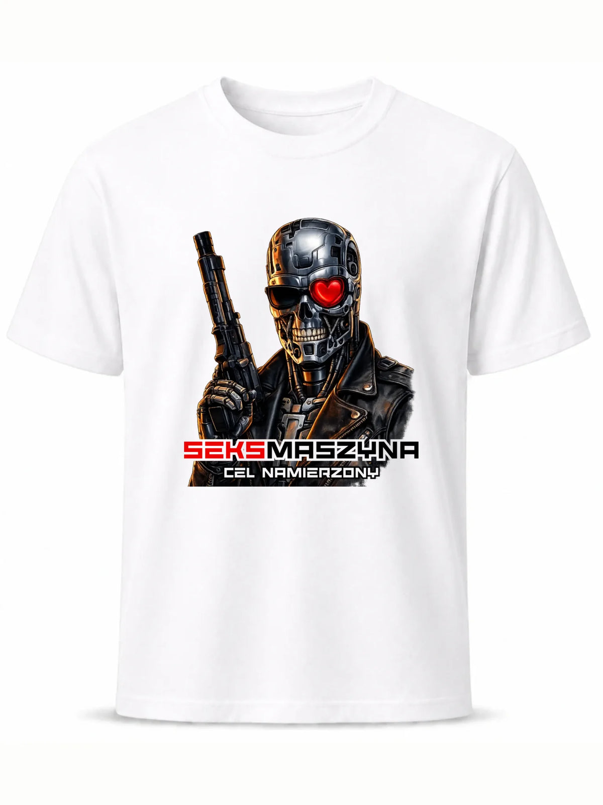 Koszulka męska dla faceta - Cyborg z sercem Seks maszyna DCH32