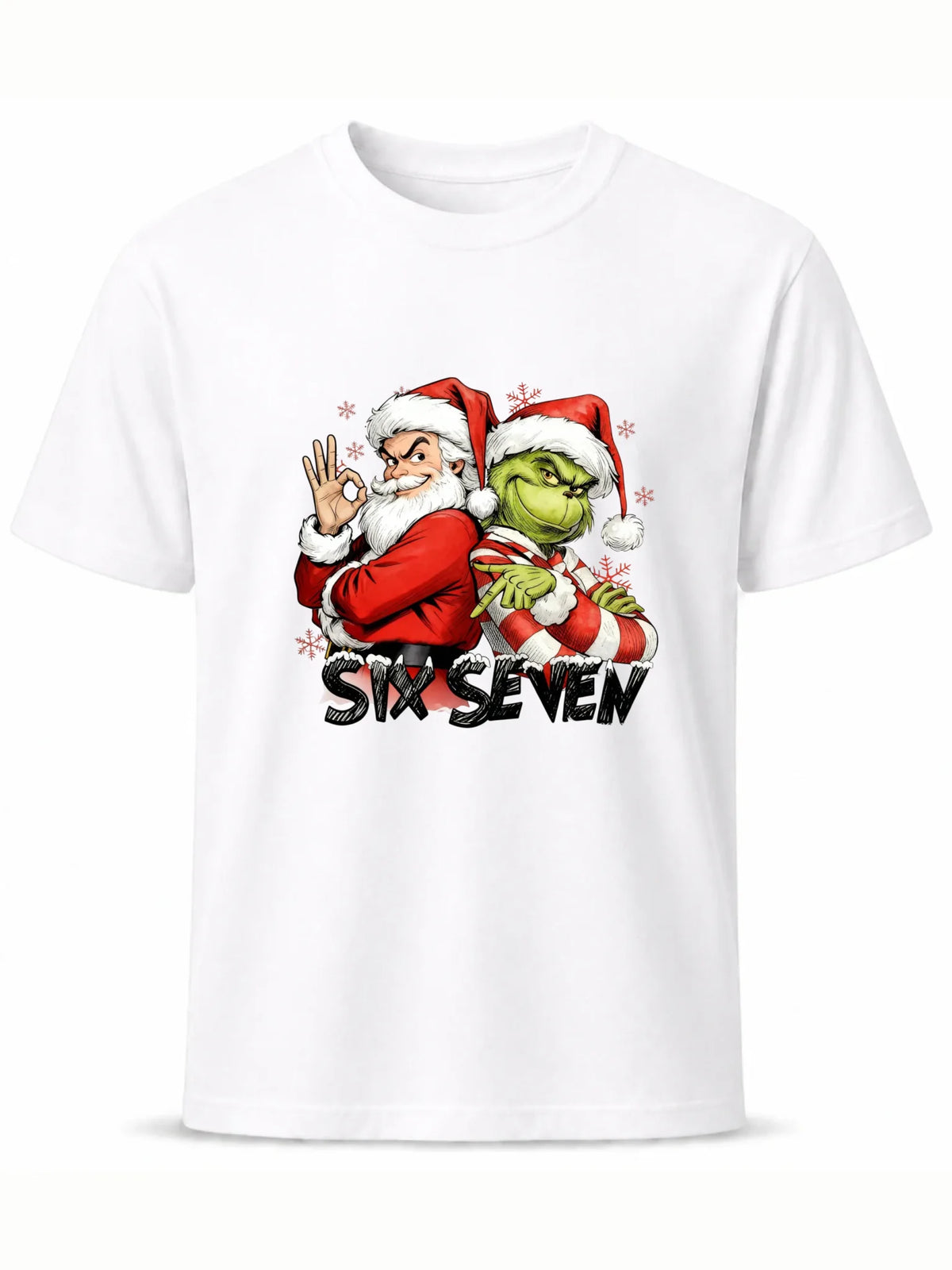 Koszulka męska świąteczna - Mikołaj i Grinch six seven 67 BN148