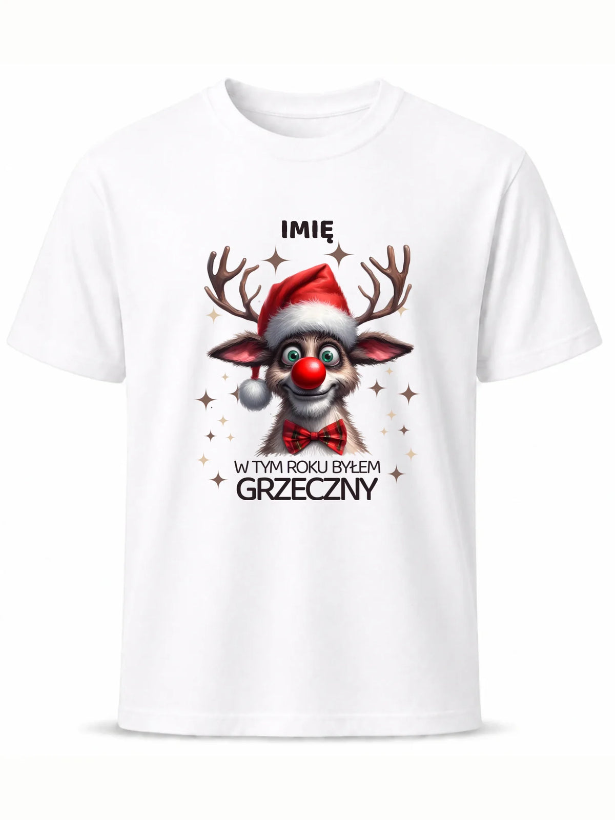 Koszulka męska świąteczna - Renifer W tym roku byłem grzeczny - personalizowana BN96