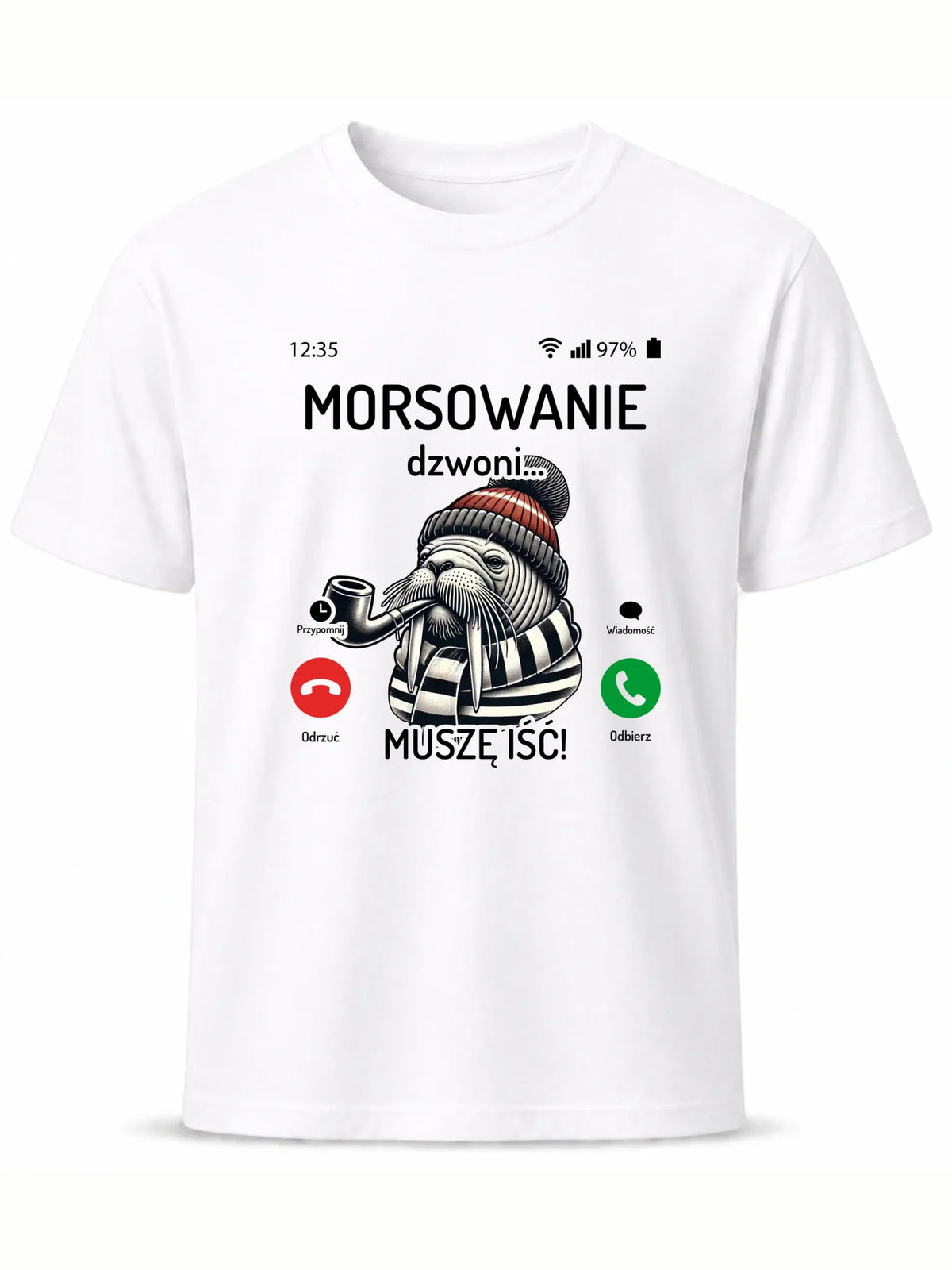 Koszulka męska - prezent dla morsa - Morsowanie dzwoni muszę iść - Mors HM19