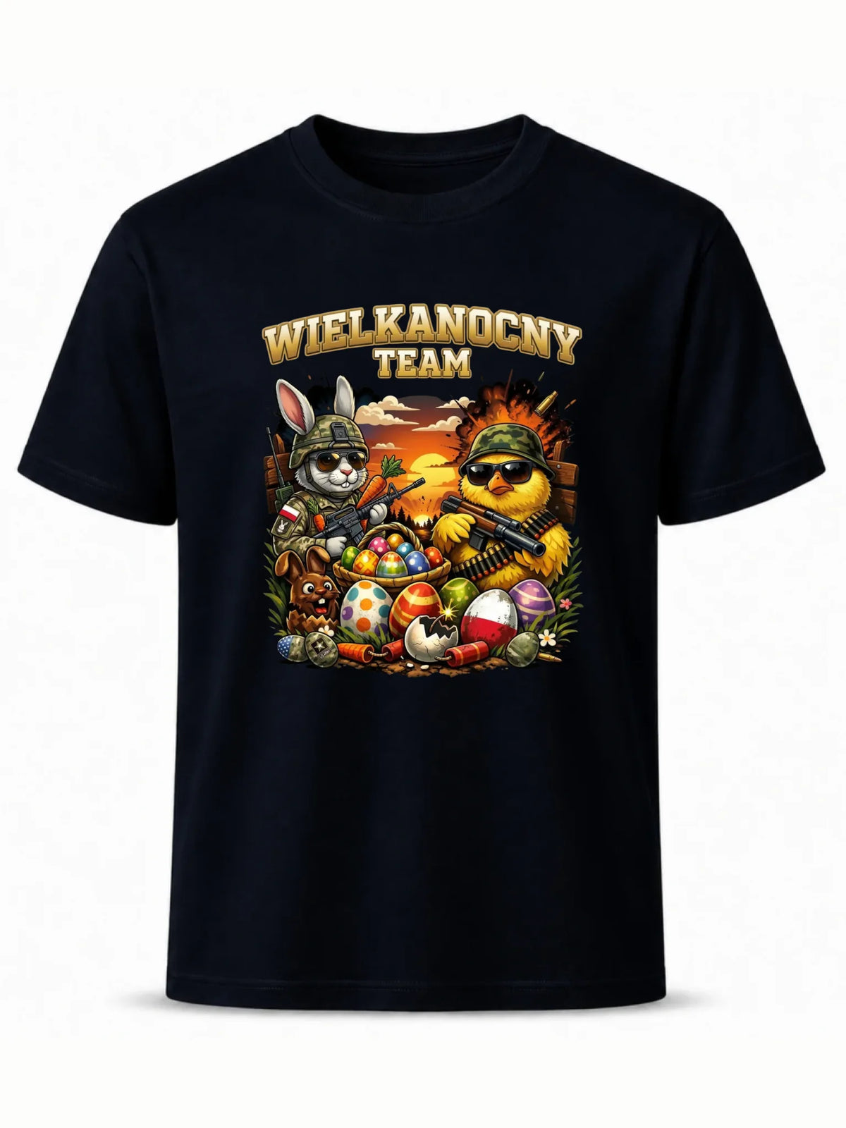 Koszulka męska na Wielkanoc - Kurczak i zając armia Wielkanocny Team WN37
