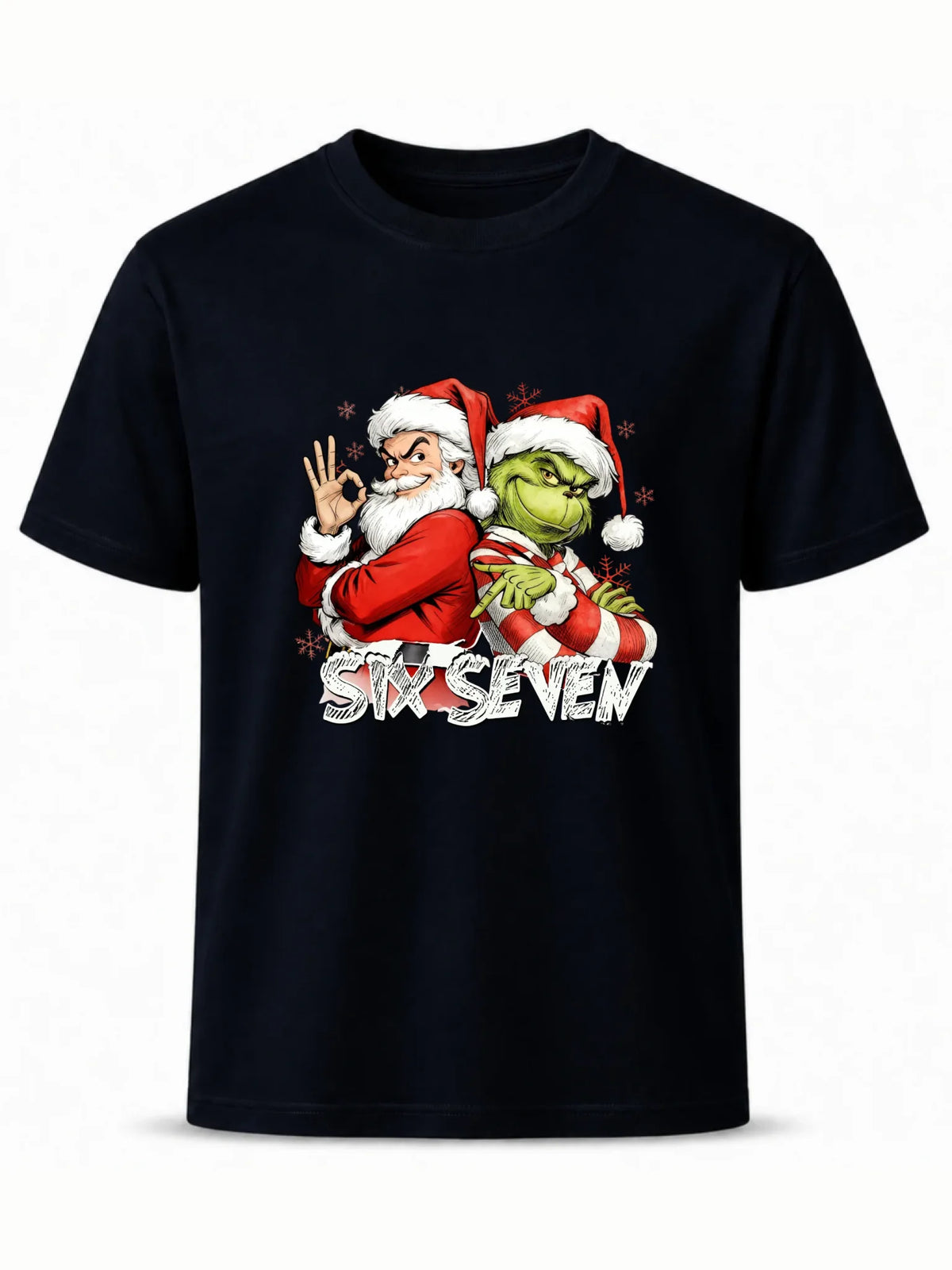 Koszulka męska świąteczna - Mikołaj i Grinch six seven 67 BN148
