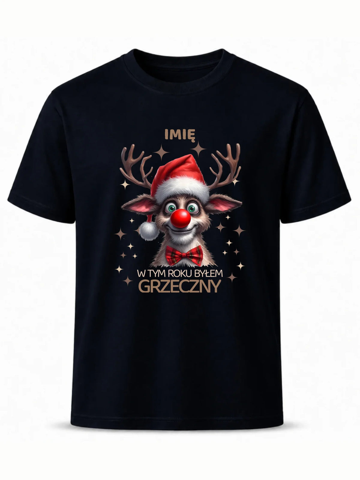 Koszulka męska świąteczna - Renifer W tym roku byłem grzeczny - personalizowana BN96