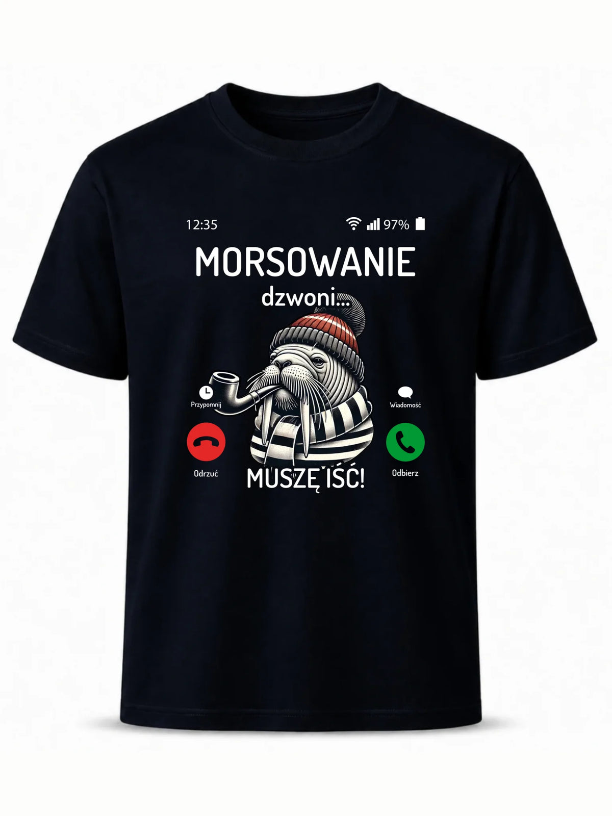 Koszulka męska - prezent dla morsa - Morsowanie dzwoni muszę iść - Mors HM19