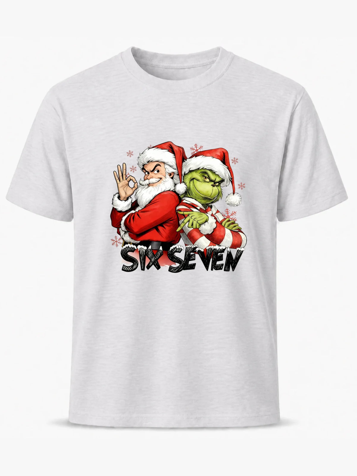 Koszulka męska świąteczna - Mikołaj i Grinch six seven 67 BN148
