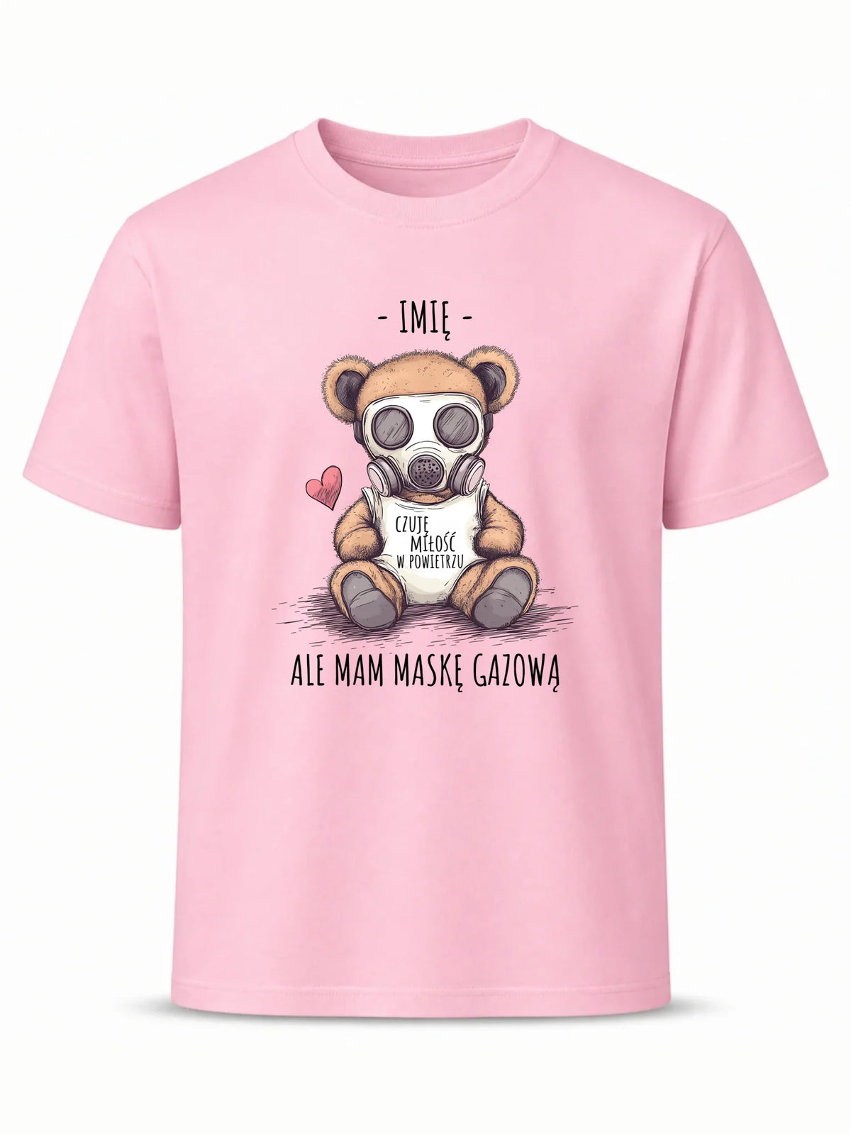 Koszulka męska - Miś w masce gazowej - Czuję miłość w powietrzu - personalizowana W38