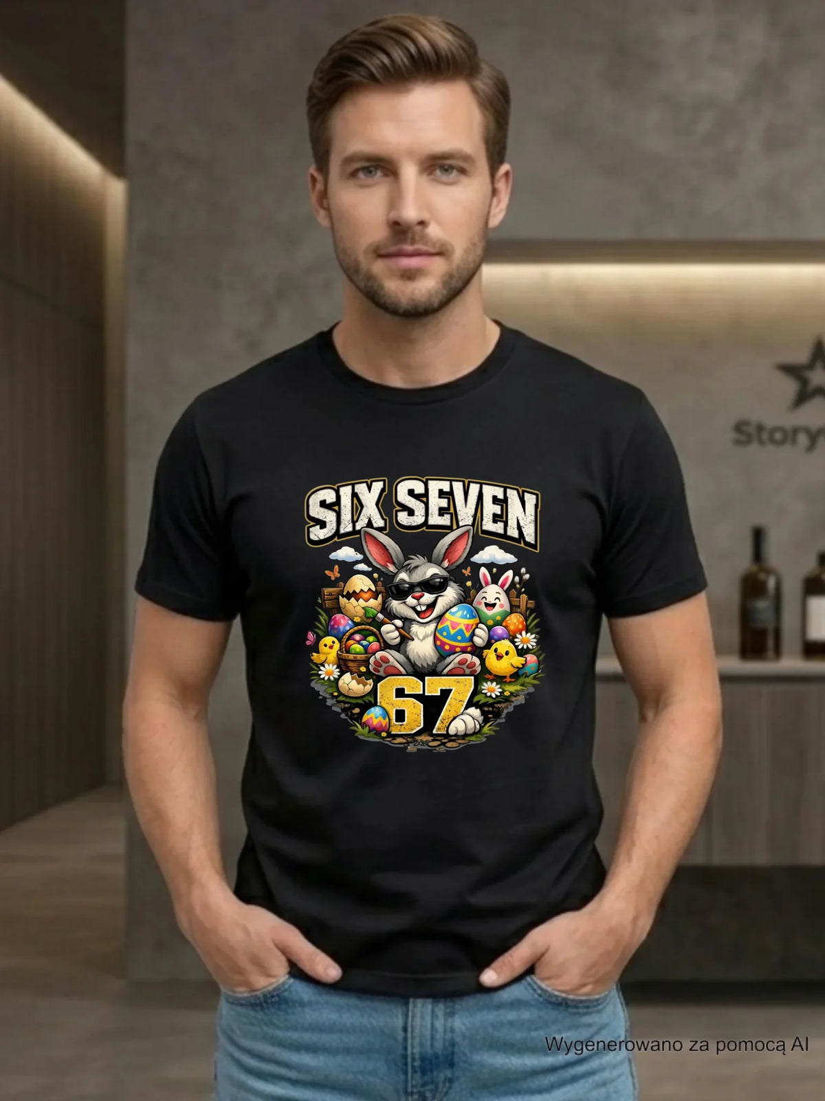 Koszulka męska wielkanocna - Zając Six Seven 67 WN10
