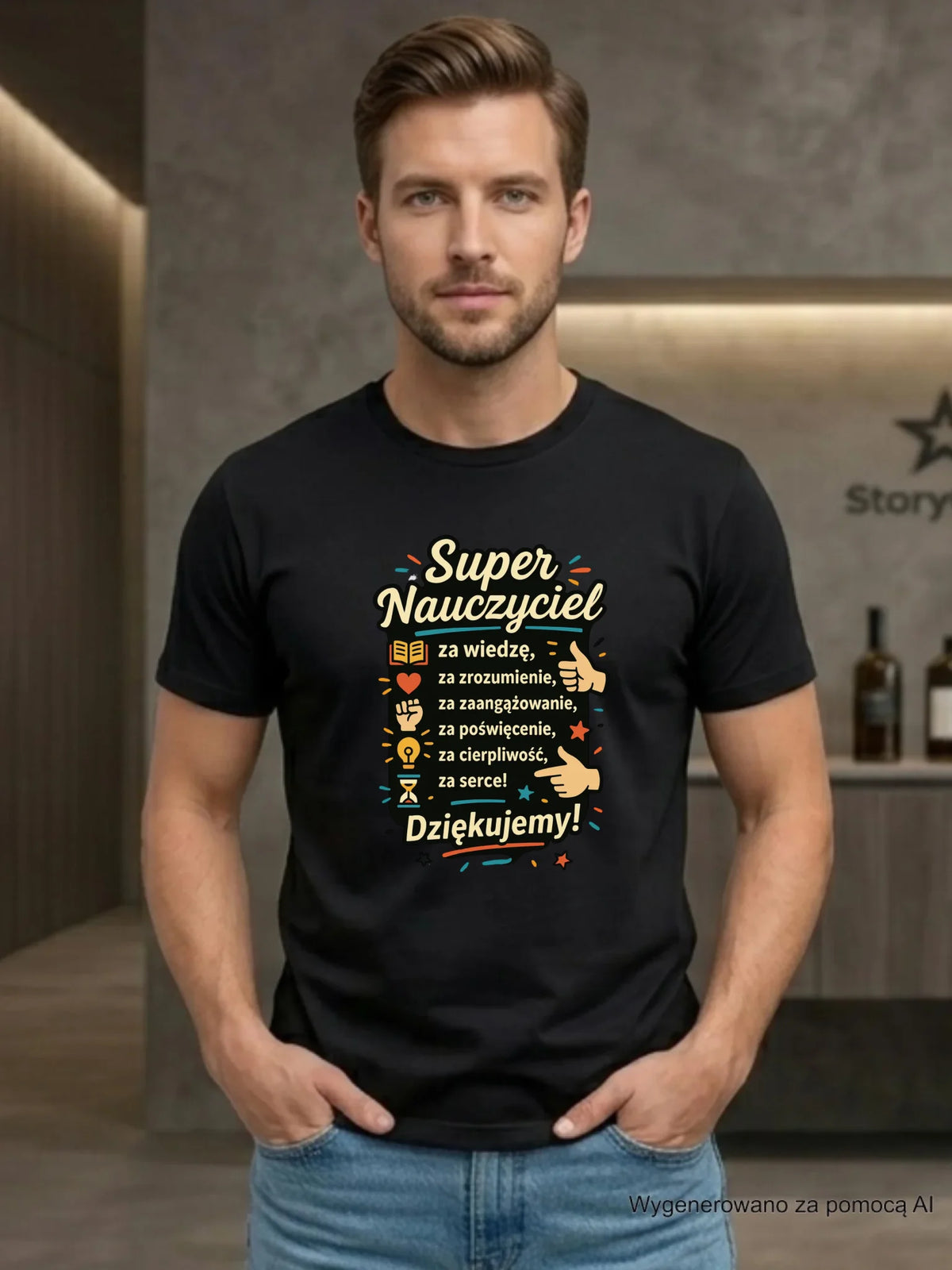 Koszulka męska dla nauczyciela - Super Nauczyciel Dziękujemy N32