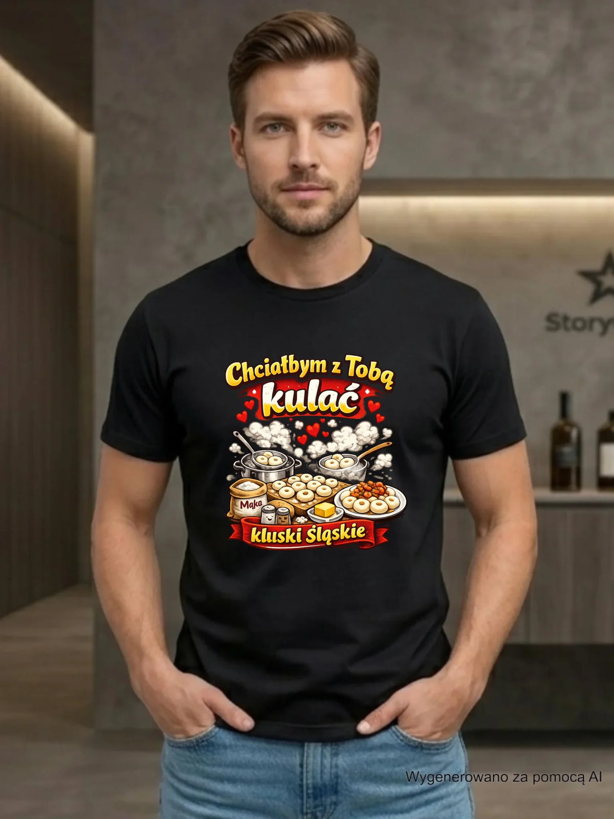Koszulka męska - Chciałbym z Tobą kulać kluski śląskie W90