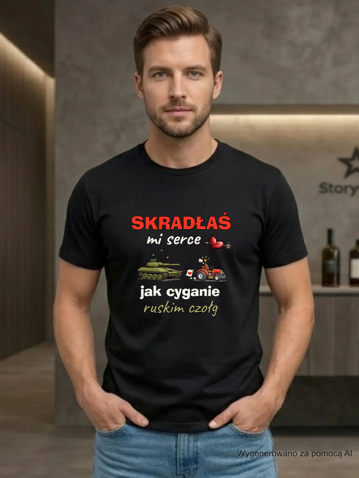 Koszulka męska - Skradłaś mi serce jak cyganie ruskim czołg W76