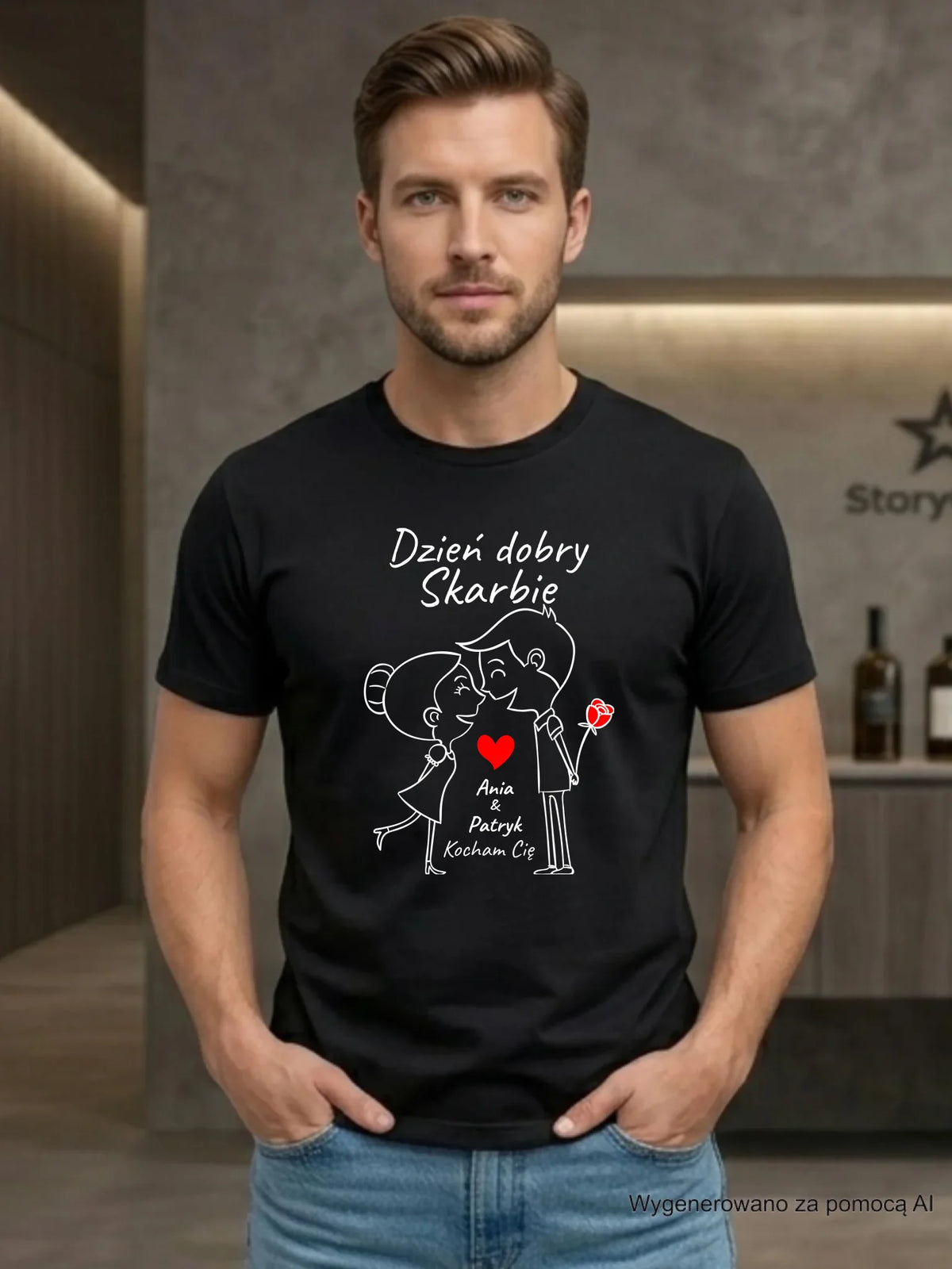Koszulka męska dla par - Dzień dobry Skarbie - personalizowana W15