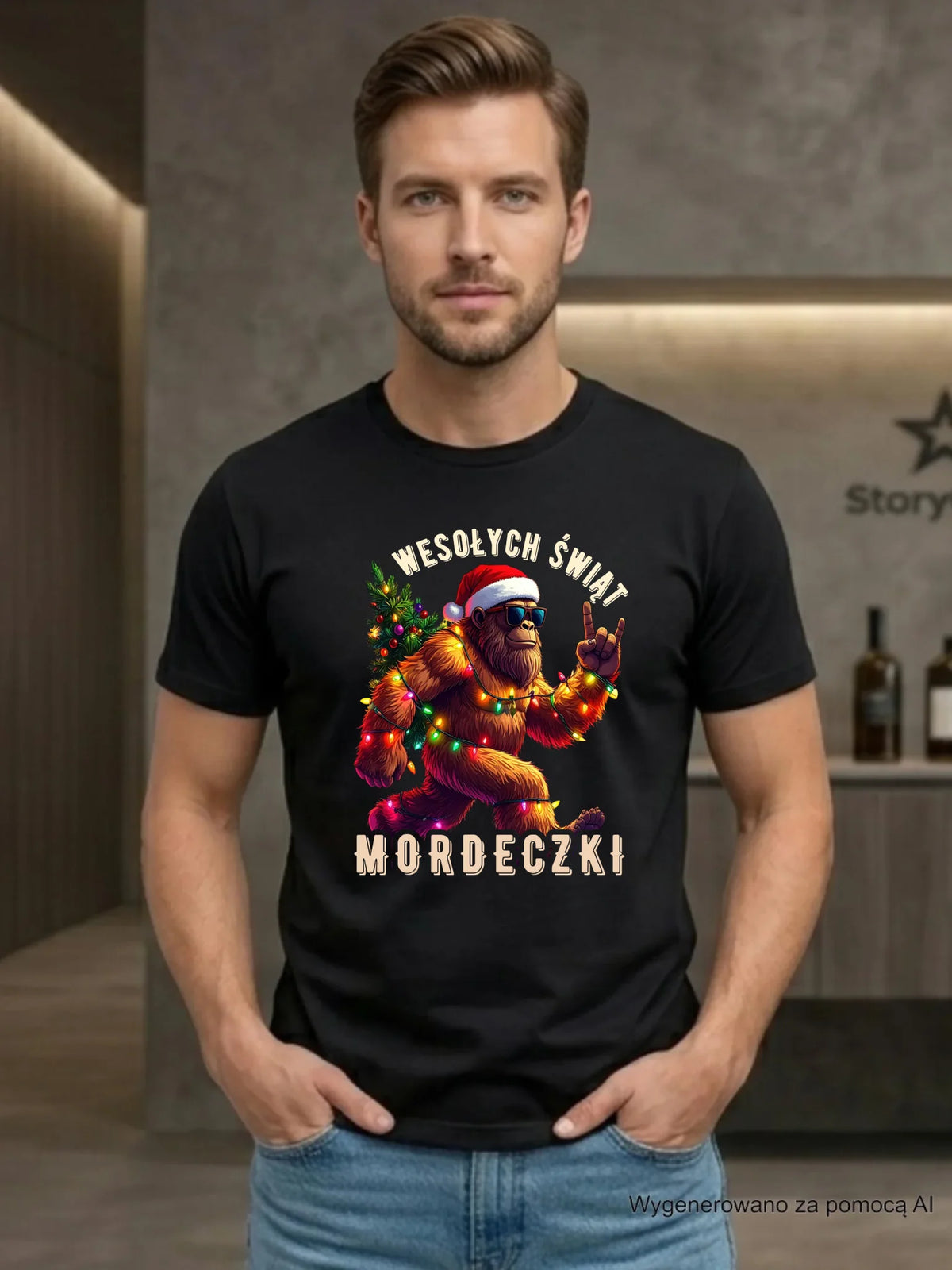 Koszulka męska świąteczna - prezent na święta - Yeti Wesołych Świąt mordeczki BN152
