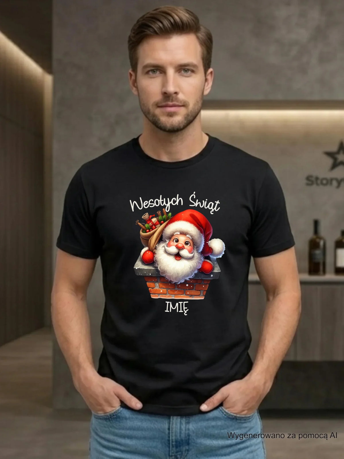 Koszulka męska świąteczna - prezent na Mikołajki Mikołaj - personalizowana BN08
