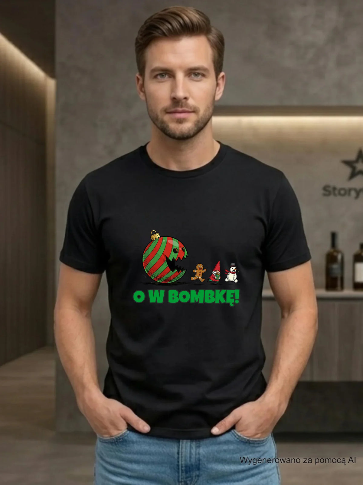Koszulka męska świąteczna - O w bombkę BN142