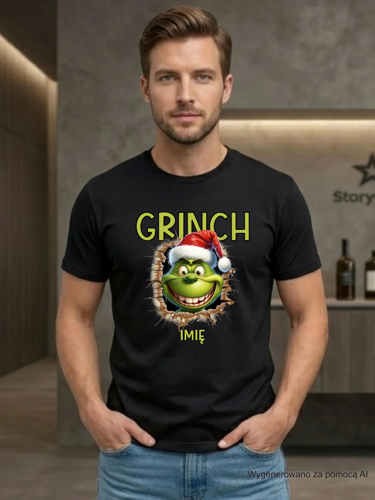 Koszulka męska świąteczna - Grinch - personalizowana BN112