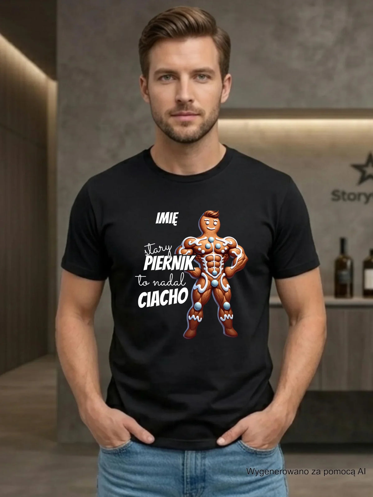 Koszulka męska świąteczna - Stary piernik to nadal ciacho - personalizowana BN23