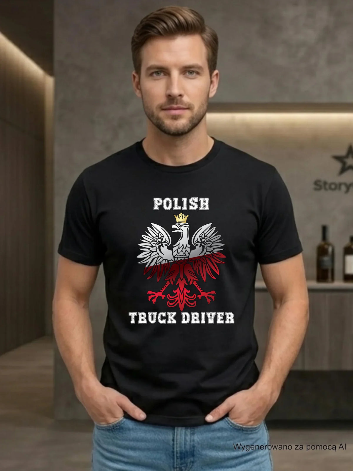 Koszulka męska dla kierowcy ciężarówki - Polish Truck Driver ZKT06