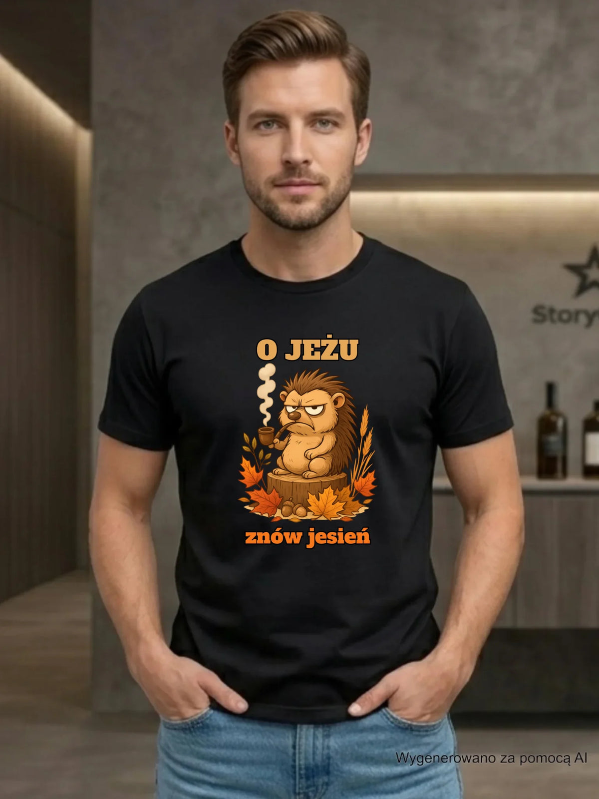 Koszulka męska jesienna - O jeżu znów jesień JS20