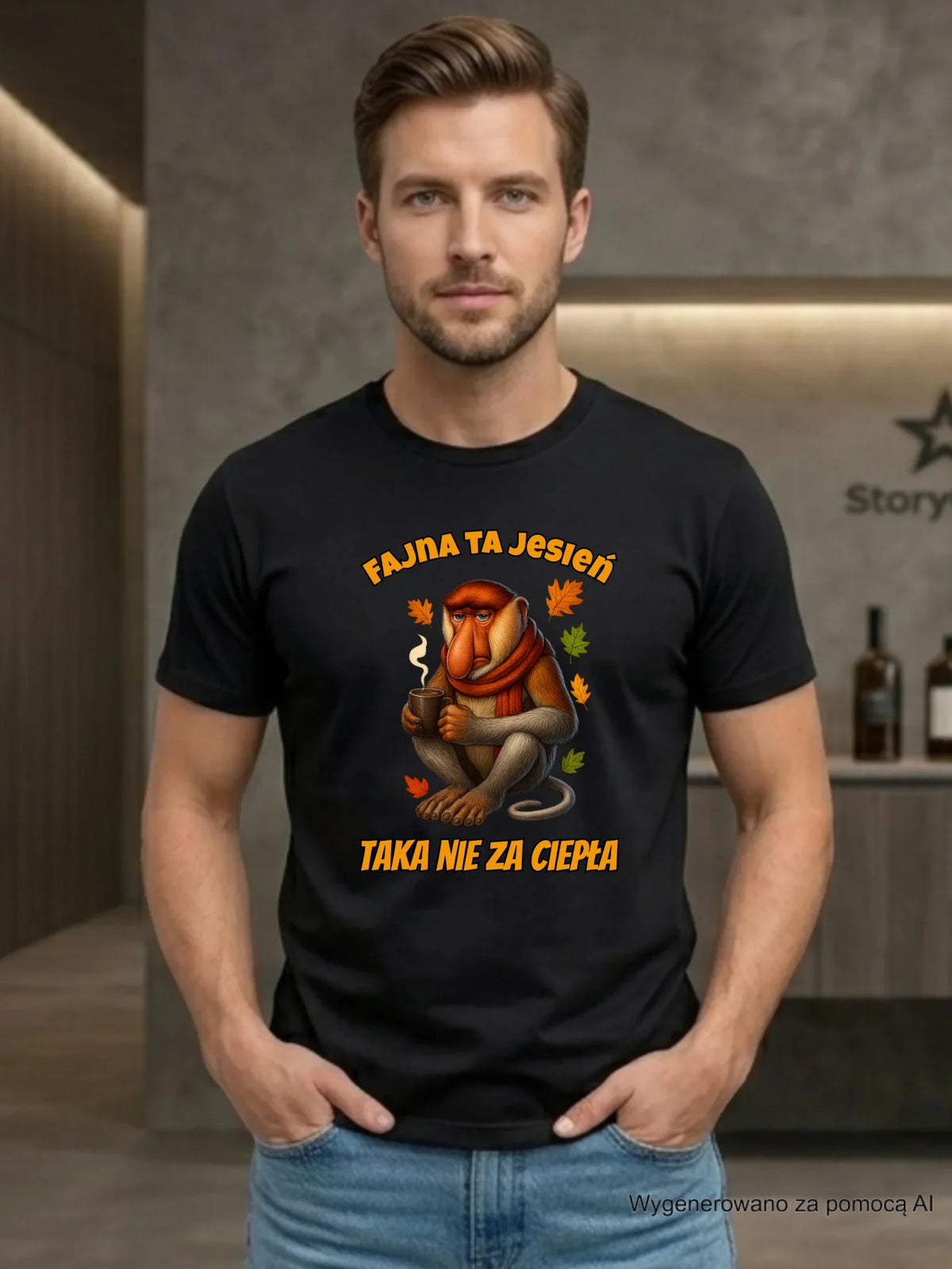 Koszulka męska jesienna - Janusz Nosacz - Fajna ta jesień, taka nie za ciepła JS21
