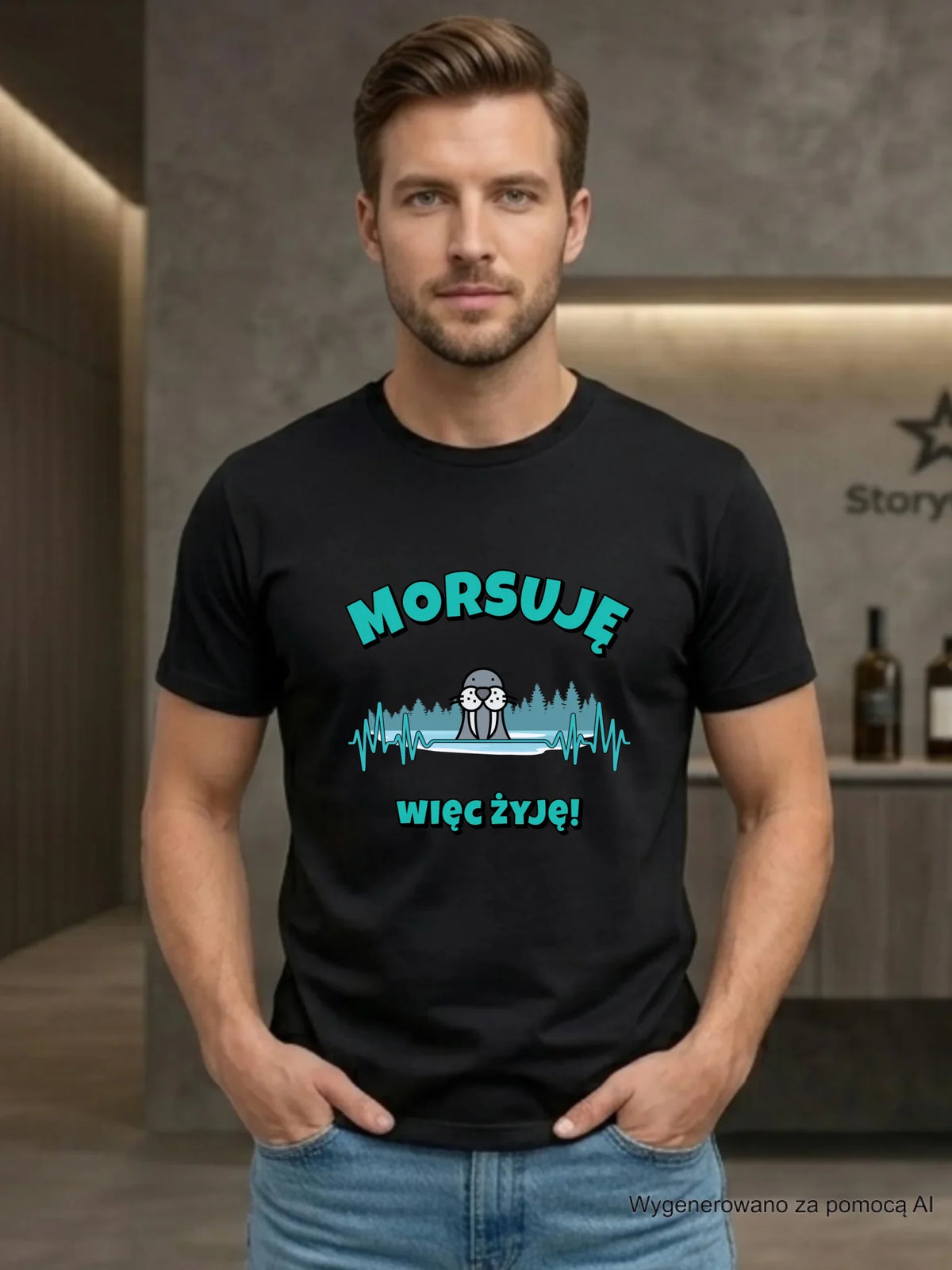 Koszulka męska - prezent dla morsa - Morsuję więc żyję - Mors HM02