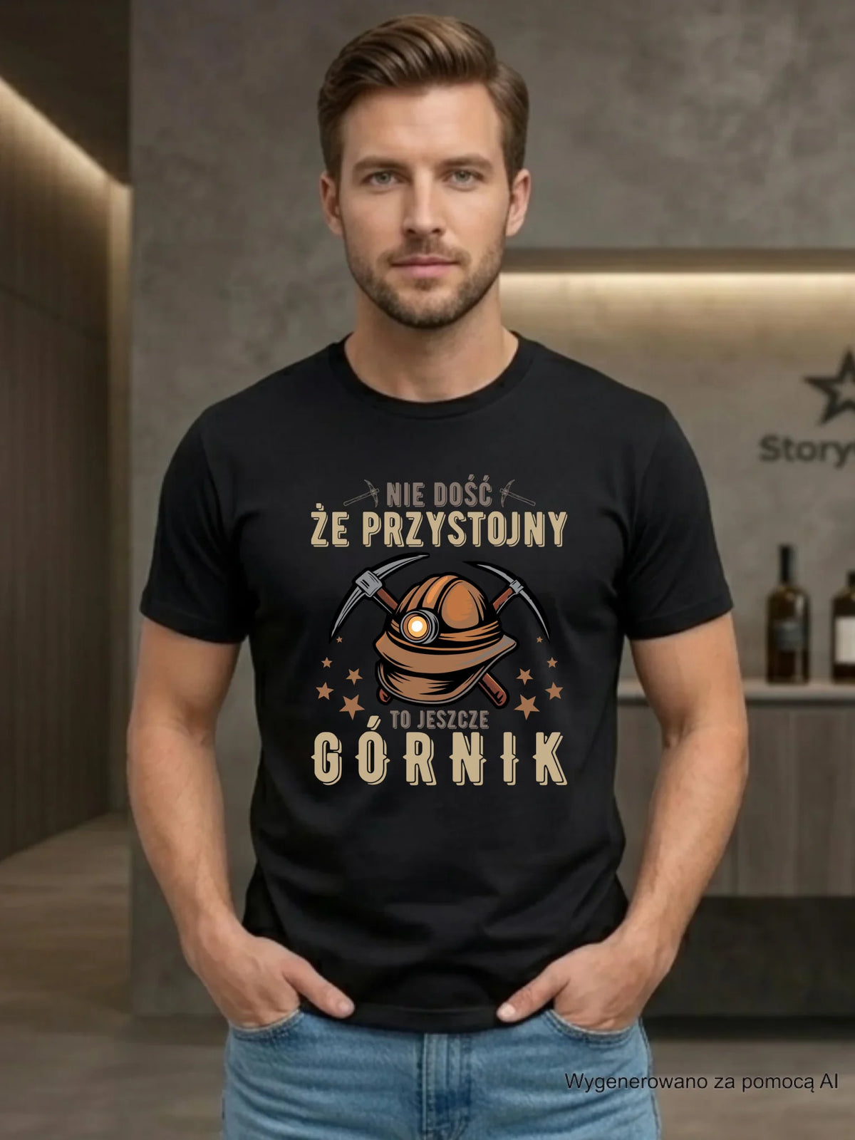 Koszulka męska - prezent dla górnika - Nie dość, że przystojny to jeszcze górnik G16