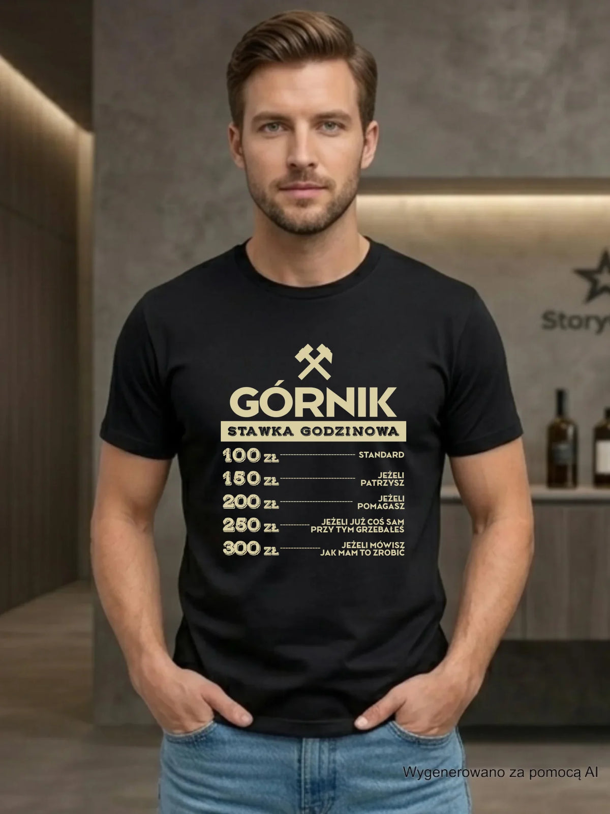 Koszulka męska - prezent dla górnika - Górnik stawka godzinowa G14