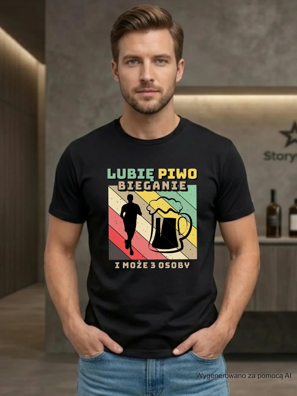 Koszulka męska dla biegacza - Lubię piwo bieganie HB01