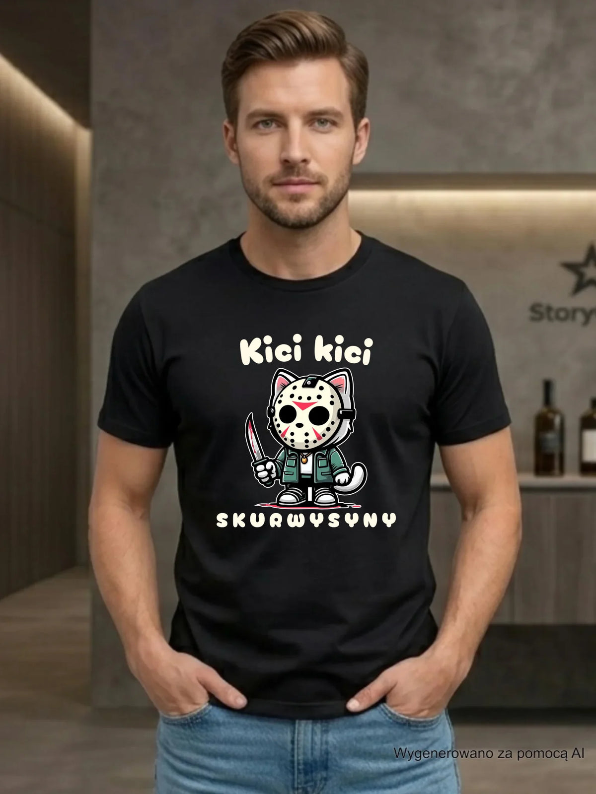 Koszulka męska na Halloween - Kici kici sk*rwysyny - bez cenzury HL28