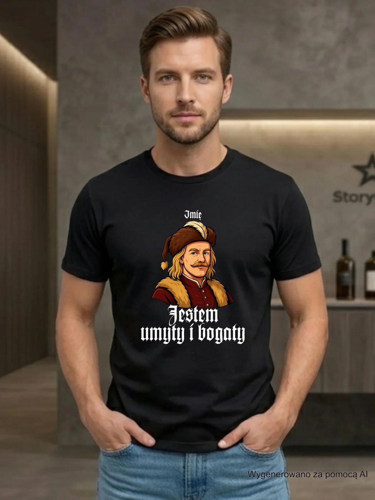 Koszulka męska - Jestem umyty i bogaty - dla fanów serialu 1670 - personalizowana H60