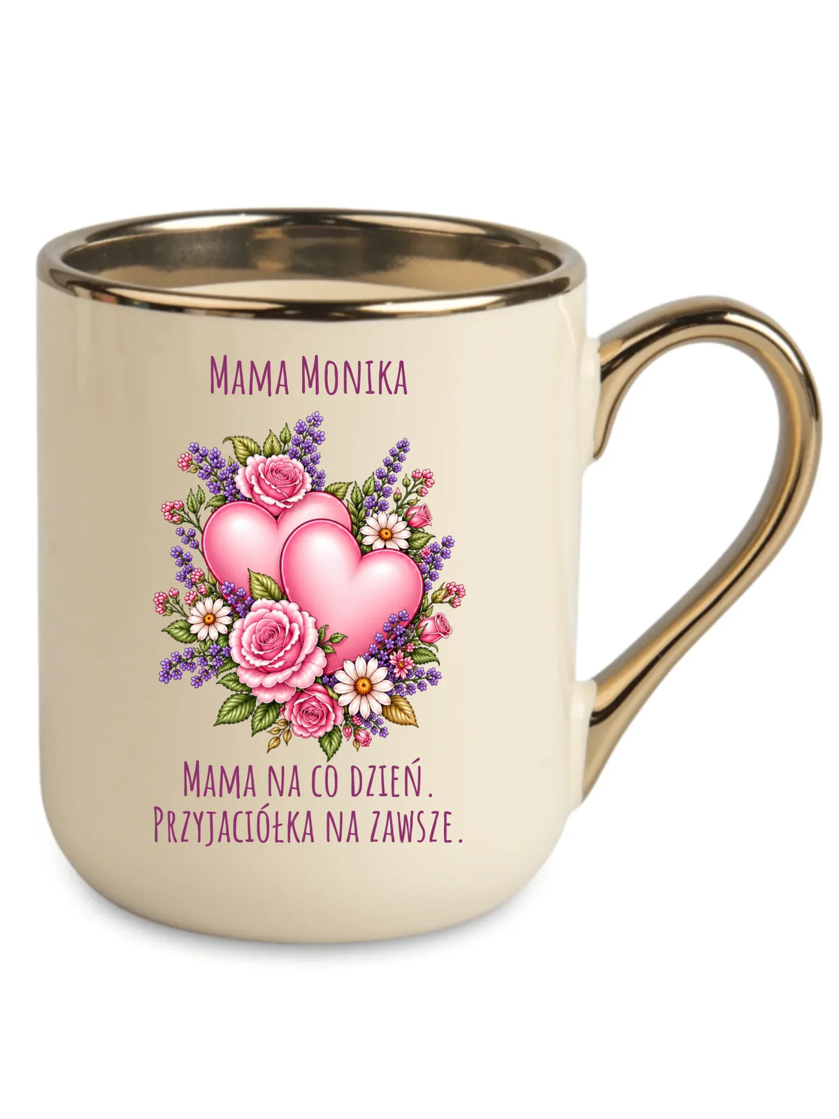Kubek elegant dla mamy - Bukiet z sercami przyjaciółka - personalizowany DM39
