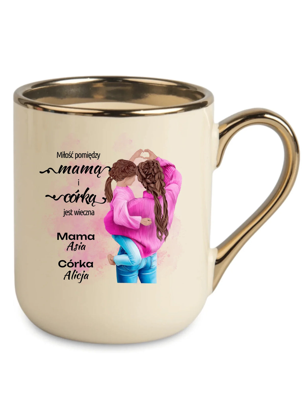 Kubek elegant dla mamy od córki - Miłość jest wieczna - personalizowany DM38