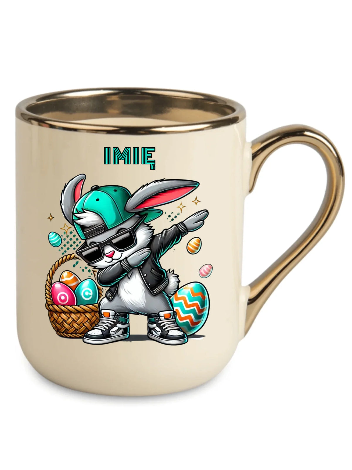 Kubek elegant wielkanocny - Zajączek Dab dance - personalizowany WN09