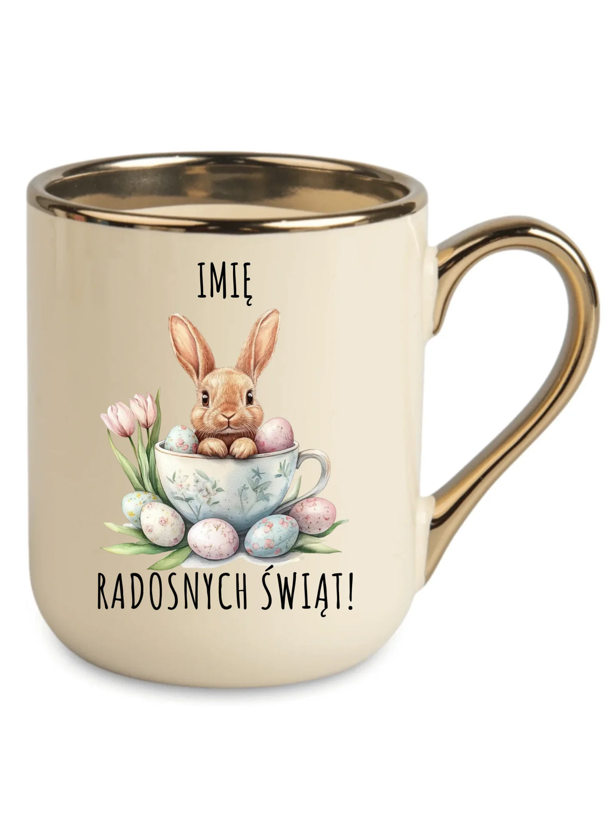 Kubek elegant na Wielkanoc - Zajączek radosnych świąt - personalizowany WN01