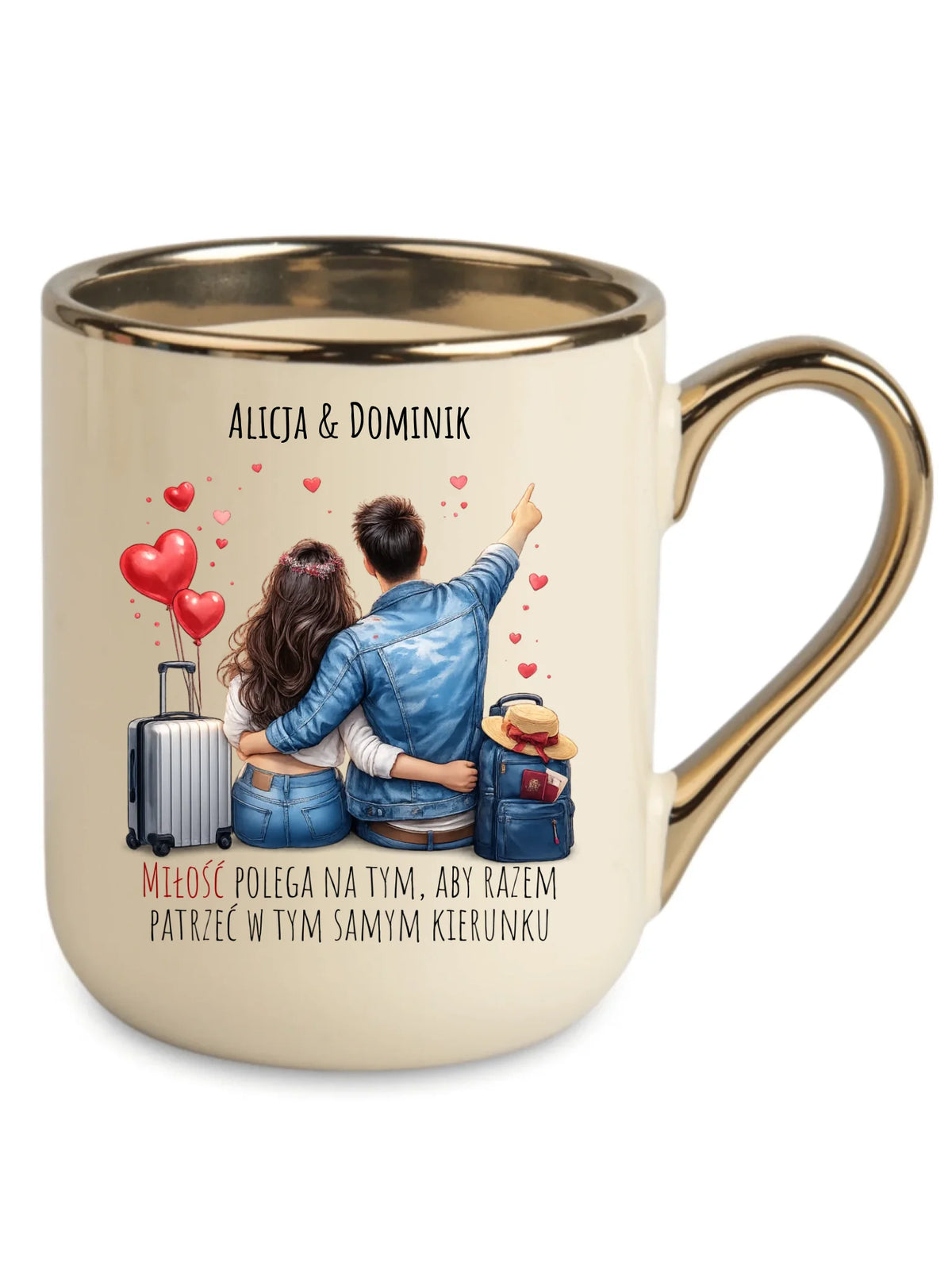Kubek elegant dla par - Para w podróży miłość - personalizowany W12