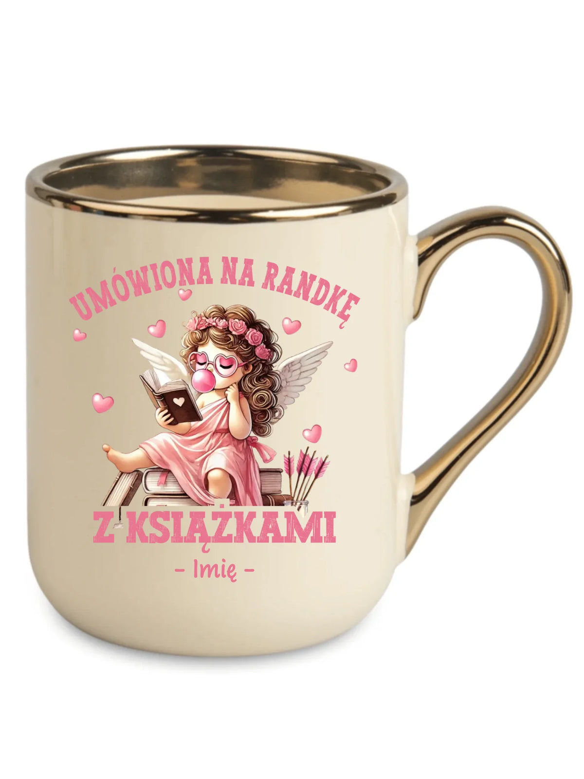 Kubek elegant dla czytelniczki – Umówiona na randkę z książkami - personalizowany W19