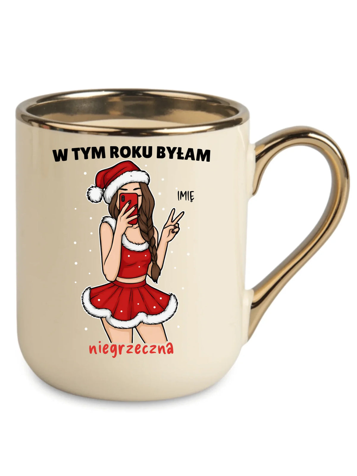 Kubek elegant świąteczny - W tym toku byłam niegrzeczna - personalizowany BN21